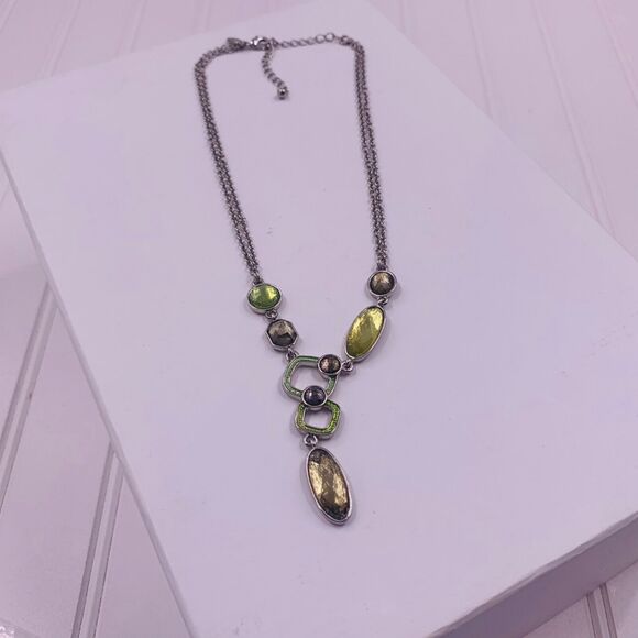 Lia Sophia SELTZER Silver Tone w/ Cut Crystals Retired Necklace‎ 16-19" - Picture 1 of 5